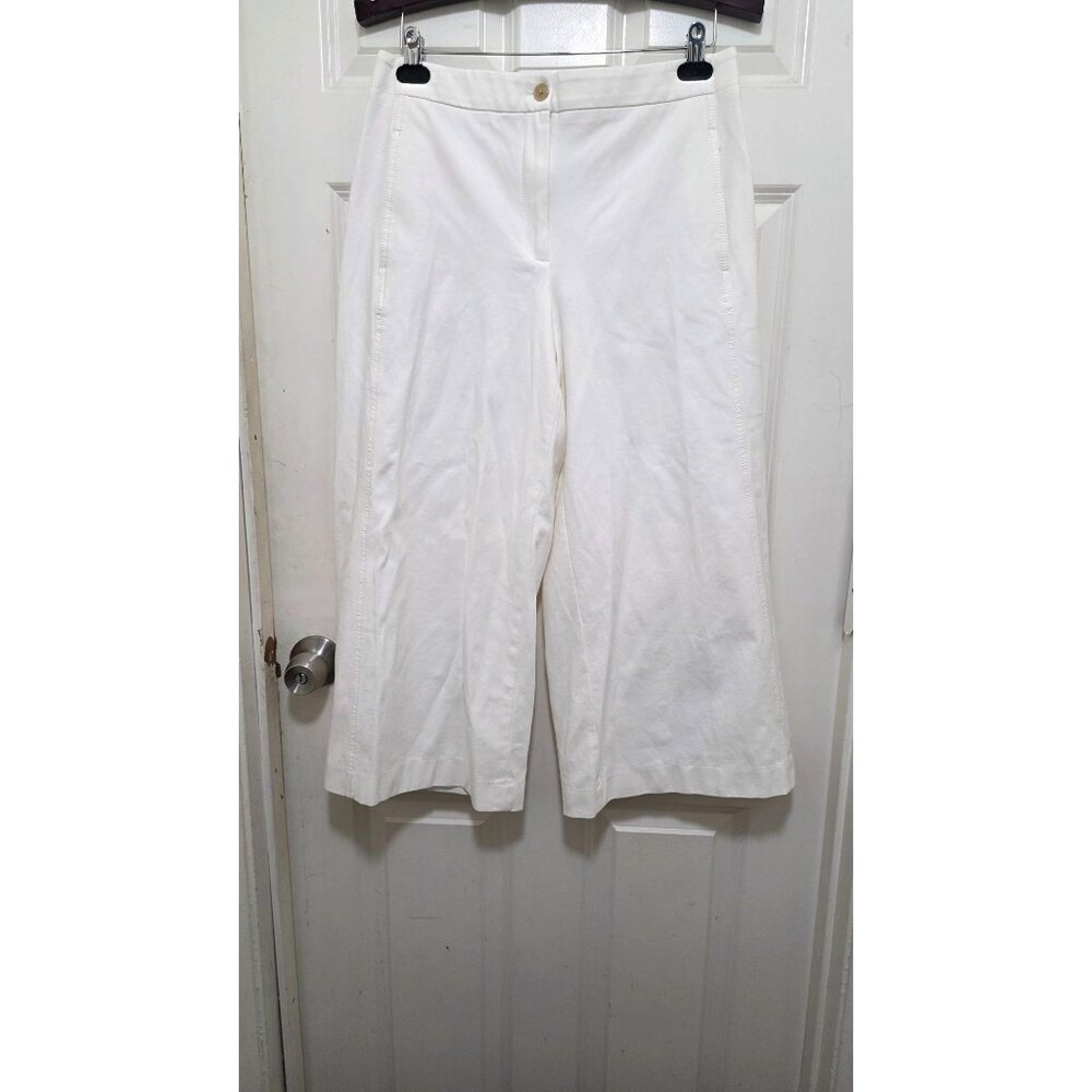 Ann Taylor Women's‎ 10 White Wide-Leg Cropped Ankle Pants Formal Career Preppy